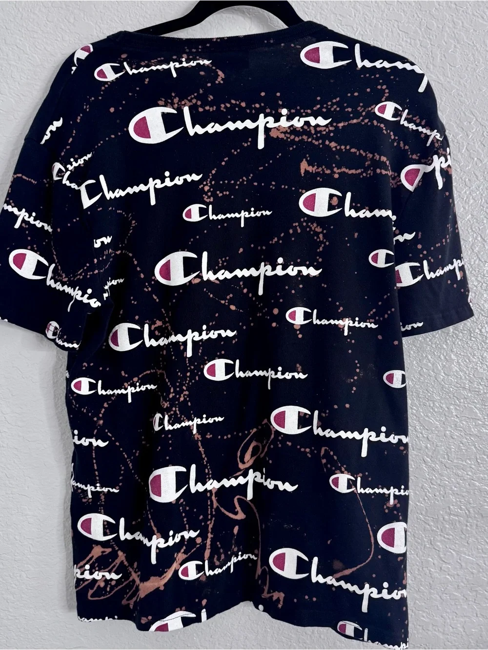 Champion Black Graphic Logo Tee with Brown Splatter - Picture 3 of 5